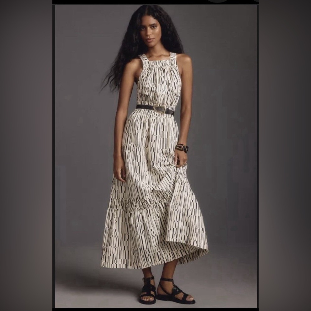 ANTHROPOLOGY Somerset Poplin Maxi Dress Size XL